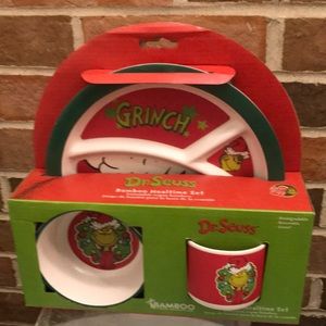 Dr Seuss Grinch Christmas Bamboo Mealtime set Plate Cup Bowl